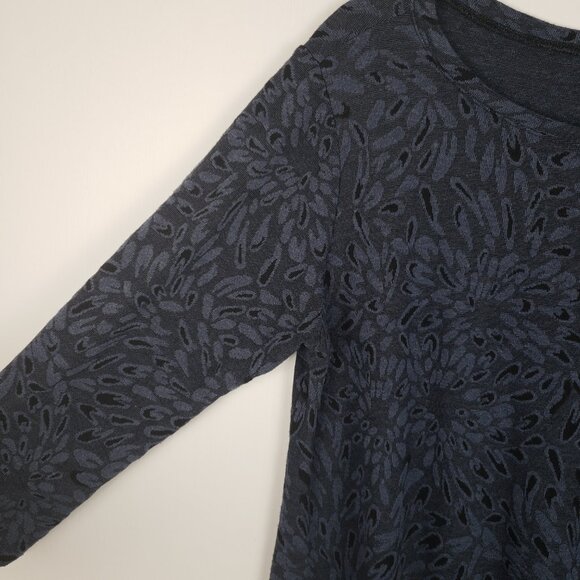 Cut Loose Blue Floral Tunic Top 3/4 Sleeve Sharkbite Hem Lagenlook Size Medium - Picture 5 of 6